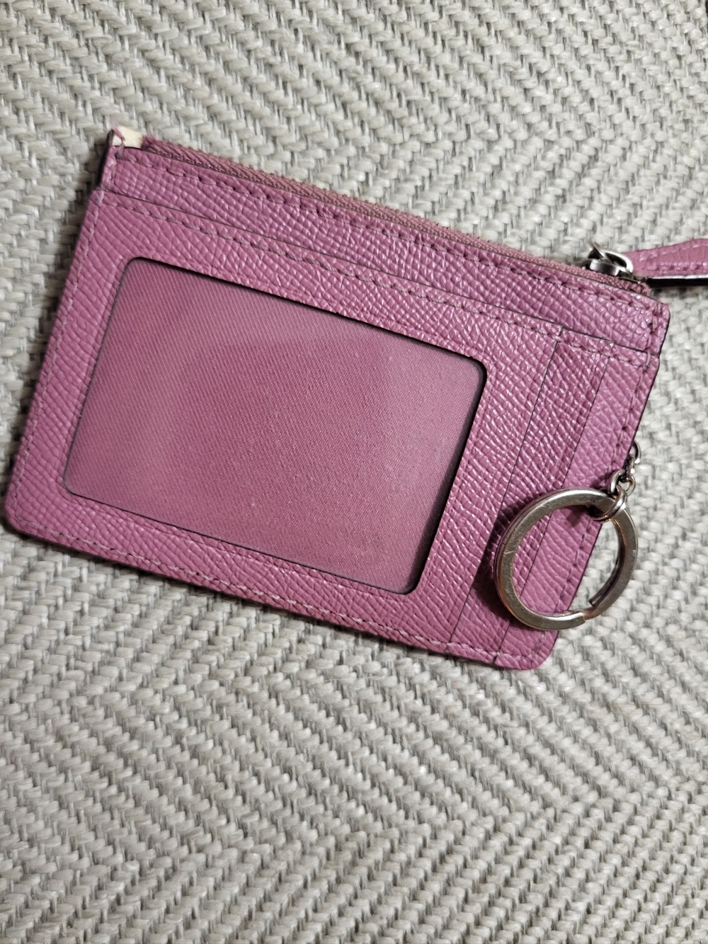Coach White Leather Key & Card Holder with Pink Shark Print - Picture 2 of 6